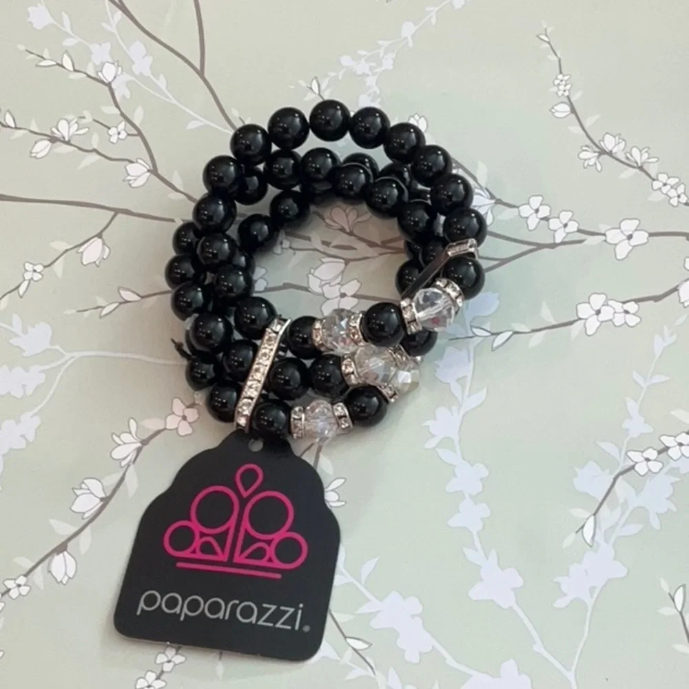 ❄️ Paparazzi | Black and Clear Beaded Bracelet Multi Strand Bohemian